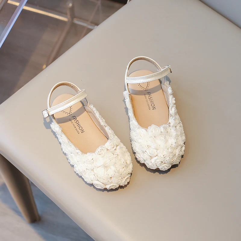 여자아이 하프 샌들 키즈 공주 꽃무늬 드레스 슈즈 패션 심플 여름 아동 플랫 메리 제인 슈즈 파티 웨딩용