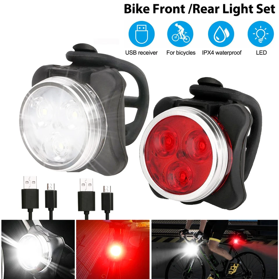 Lot De 2 Feux Arrière LED Pour Vélo - Rechargeable USB, étanche, Pour VTT, Vélo De Course Et E-Bike