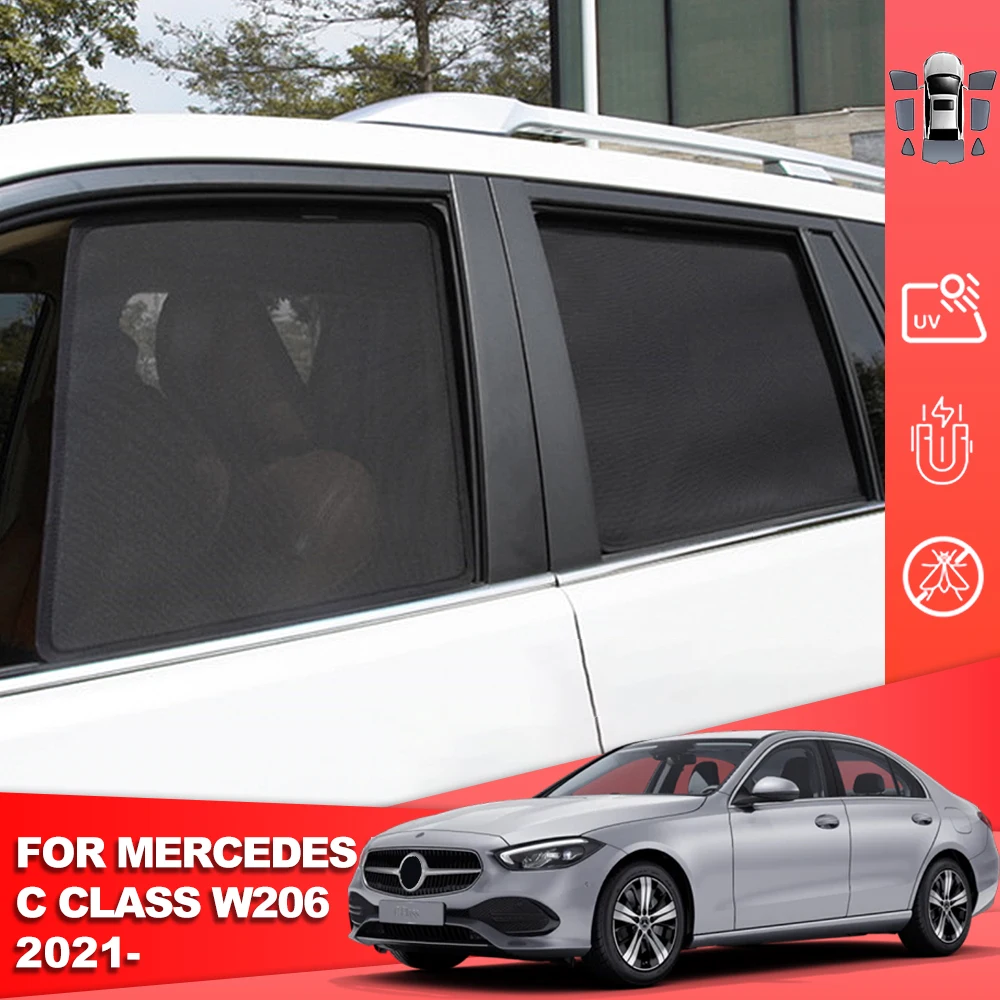 

For Mercedes Benz C Class W206 2021 2022 2023 Car Sunshade Shield Rear Side Baby Window Sun Shade Visor Front Windshield Curtain