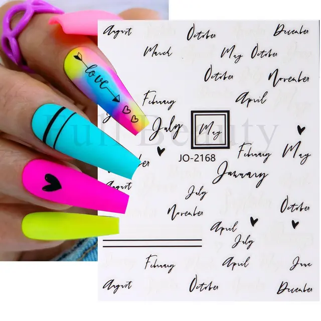 JO-2168-2173 Letters & Graffiti & Geometric Line Nail Sticker