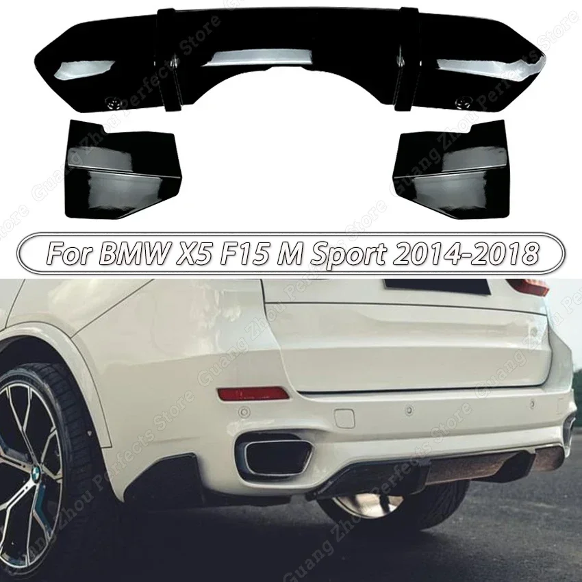 

For BMW X5 F15 M Sport 2014-2018 MP Style Gloss Black Car Rear Bumper Lip Diffuser Rear Side Splitter Spoiler Body Kits