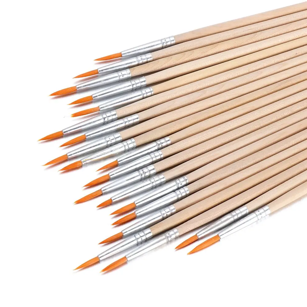 Painting Brushes 10pcs Wood Handle Hook Line Pen Art Supplies Drawing Brush Painting Pen Watercolor Calligraphy Paint Brushes