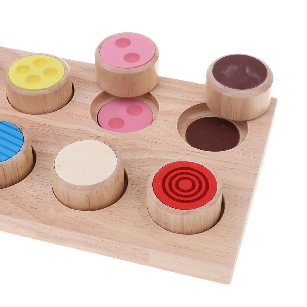 다채로운 색상의 나무 촉각 매칭 보드 감각 발달 몬테소리 세트 (3세 어린이 학습 활동용)