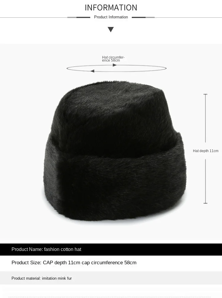 Russische Wintermütze, verdickter Herren-Althut, Nachahmung von Nerzhaar, Papa, alter Hut, russischer Rodel, Pillbox – Detail 3