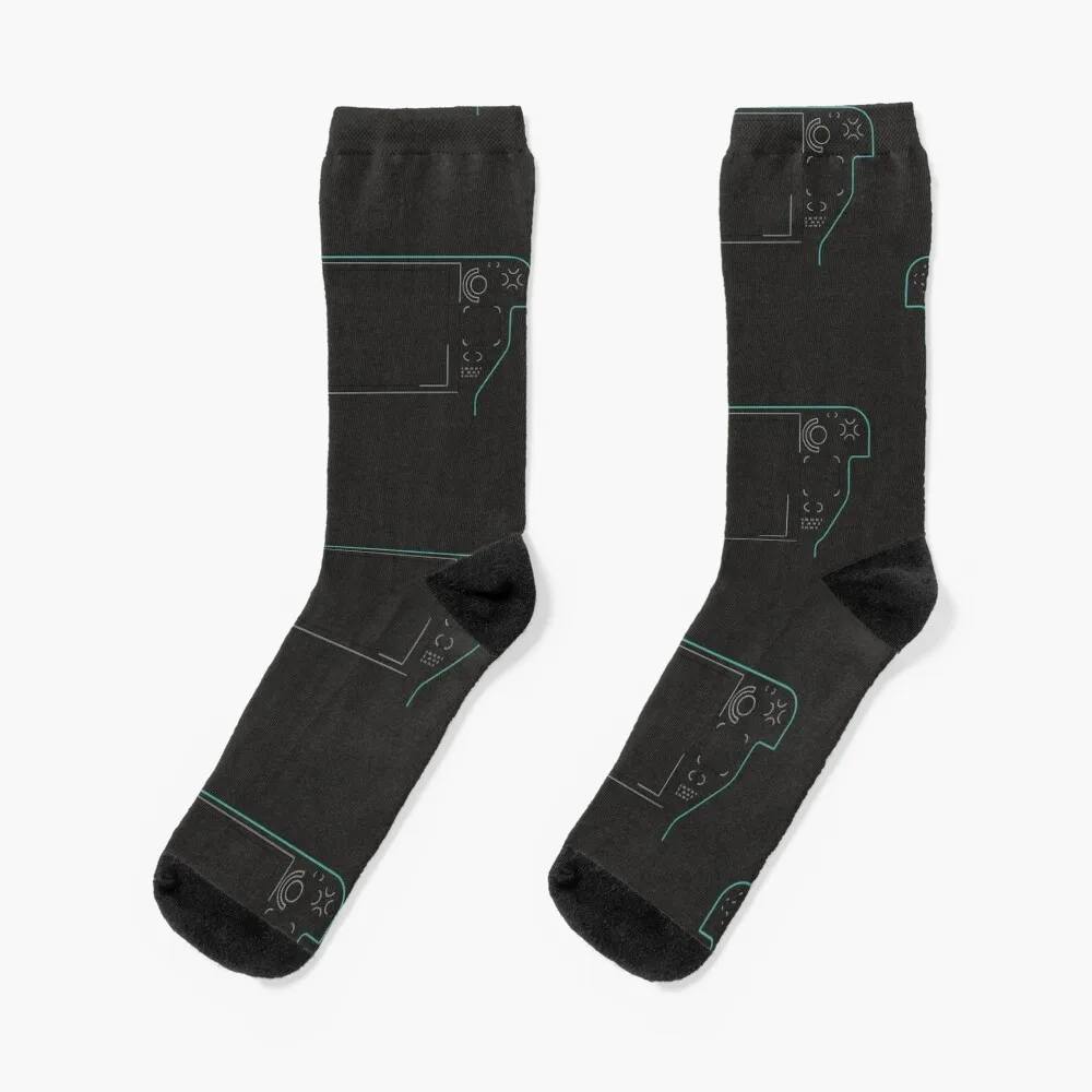 Steam Deck Illustration - Cyan Socks anime socks non-slip soccer socks Socks Female Men's