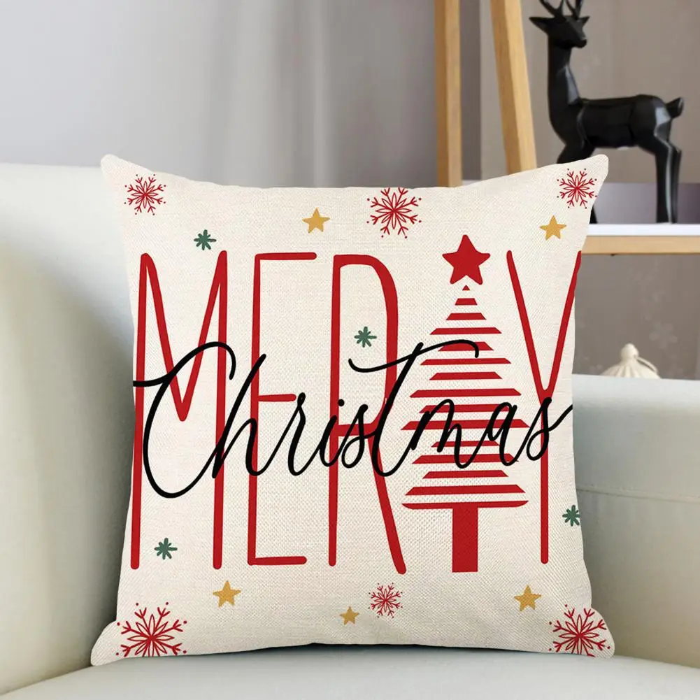 

Pillow Case Handcrafted Pillowcase Xmas Tree Print Cushion Covers Hidden Zipper Wear Resistant Washable Festive for Non-fading