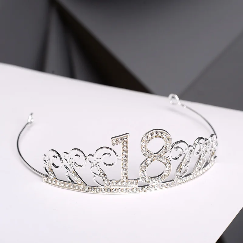 18th Birthday Princess Crown Headband Crystal Wedding Crown Hairband Women Headwear Hair Decor 1 Pcs birthday crown birthday headband set