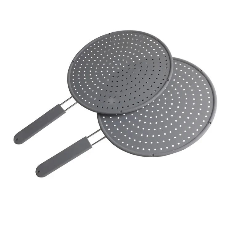 Kitchen Tools Silicone Kitchen Splatter Screen with Handle Heat-resisting Oil Splash Guard Drain Board Cover Kitchen Frying Gadgets