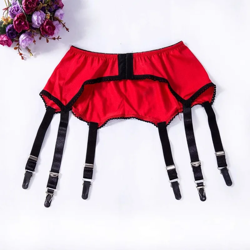 Liguero de lujo de satén con purpurina para mujer, hebilla trasera de cuatro filas con seis correas, lencería, medias, ropa interior moldeadora de cintura