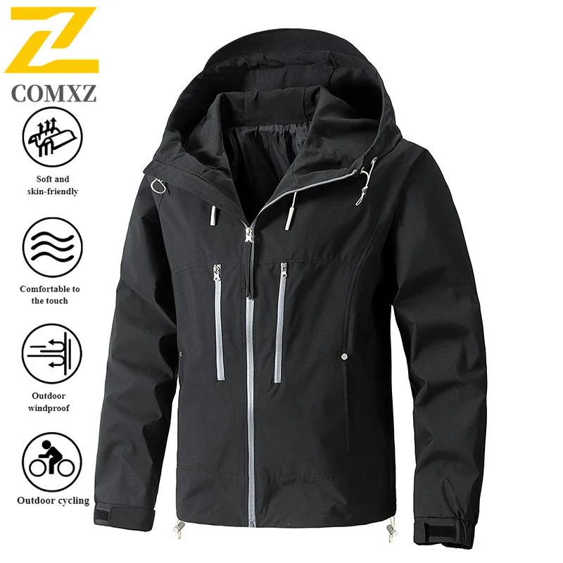 EiAO Windbreaker Unisex Solidcolor Hooded Fall Waterproof Lightweight Jackets for Hiking Camping Fishing Outdoor Casual Wear2025