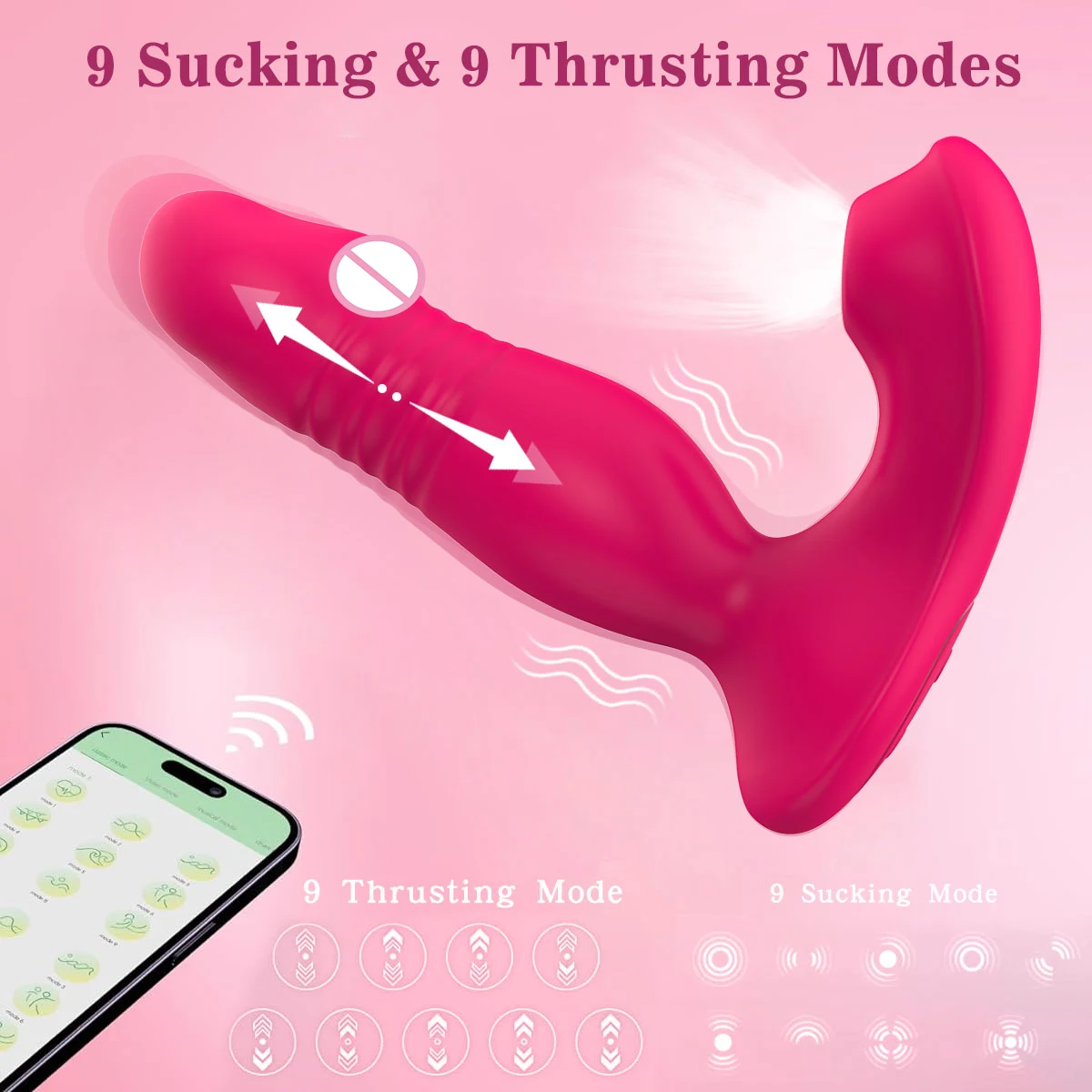 App Remote Control 9 Vibrating Sucker Thrusting Dildo ,G Spot Vibrator Nipple Vibrator,Adult Sex Toy for Woman Female Couples 2