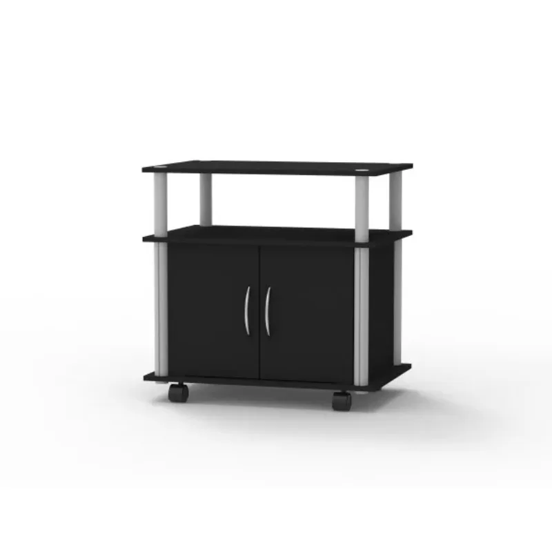 

Home Basics Rolling TV Stand with Cabinets, Black TV Stands