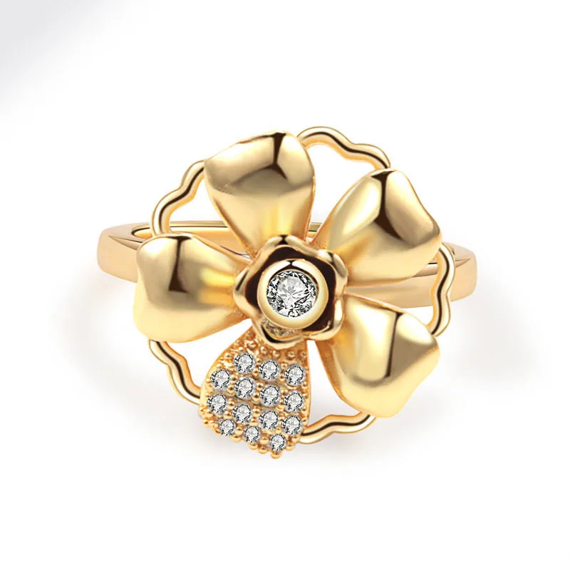 Fashion Fidget Spinner Ring Anxiety for Women Multiple Crystal Sunflower Finger Rings Rotate Anti Stress Jewelry Wedding Gift