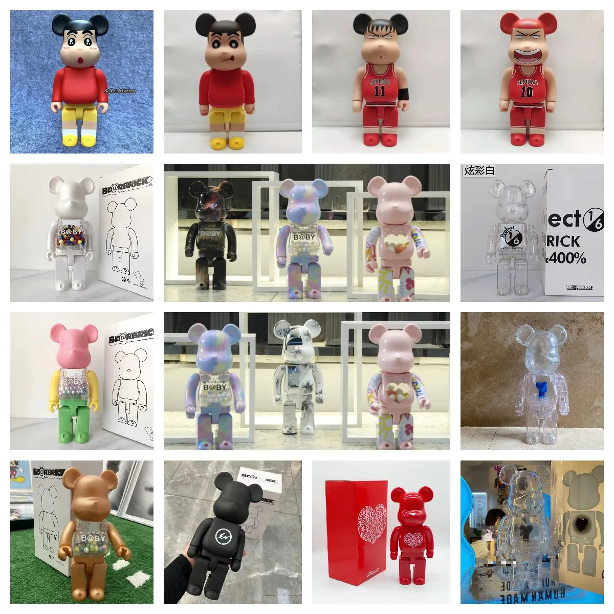 

41 Styles 28cm Bearbrick 400% Figurine Model Plush Toy Anime Action Figures Kawaii Teddy Bear Brick Doll Statue Decoration Gift