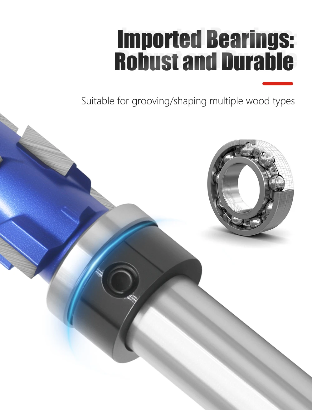AURWOF 1 Stück Industriequalität 1/2' Schaft Spiral Flush Trim Fräser Holzbearbeitung I13014B1949BL – Detail 8