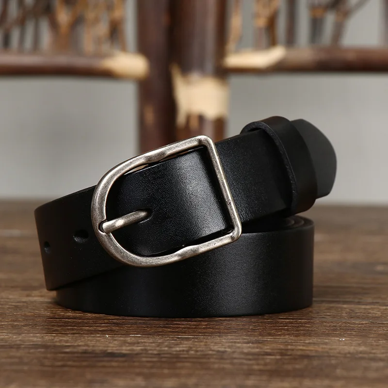 

2.8CM Width Women's Belt Genuine Leather Ladies Thin Belts For Women Design High Quality cowskin Female Jeans Strap Fashion