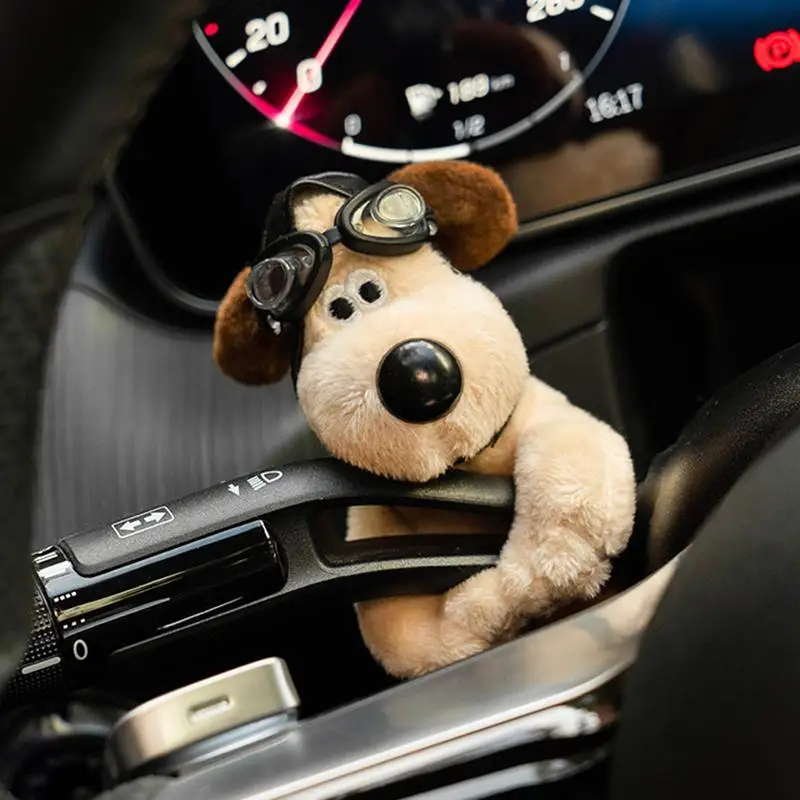 Cartoon Cosplay Straw Hat Pilot Gromit Plush Toy Bag Decoration Kawaii Cute Key Chain Car Wiper Control Lever Decoration Gift