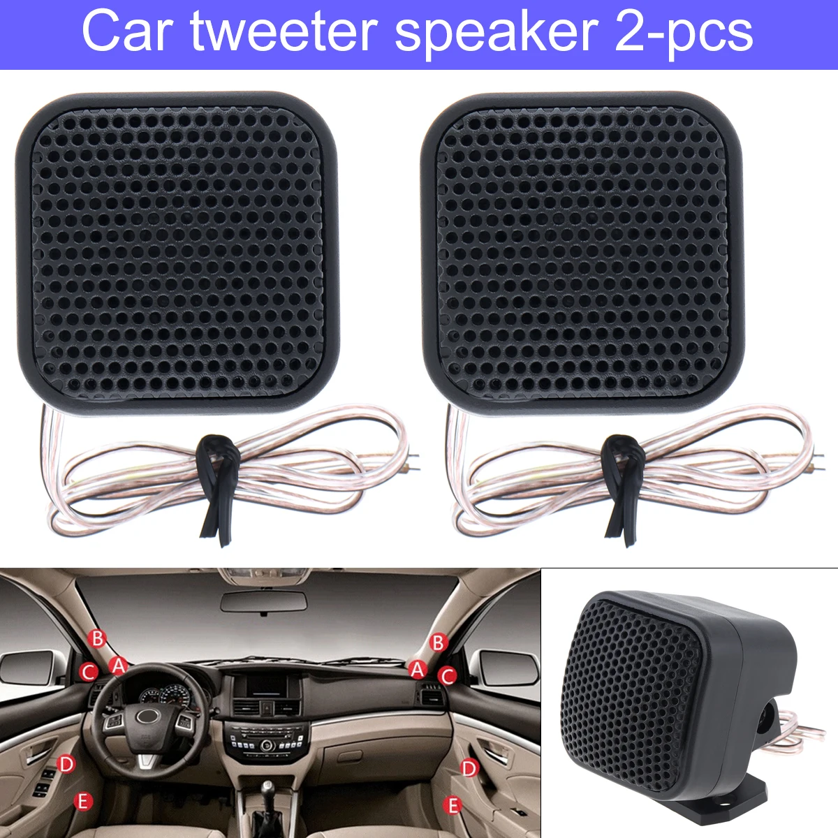 

2pcs 500W Mini Dome Tweeter Universal High Efficiency Loudspeaker Car Subwoofer Sound Speakers for Car Audio System