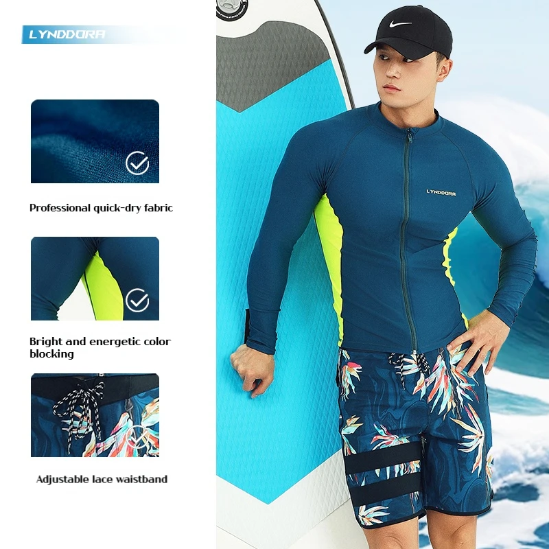 SAILBEE UV Protection Lycra Rashguard Men Long Sleeve Swimsuit Swim Rash Guard Quick Dry Surf Driving T Shirt For New Swimming