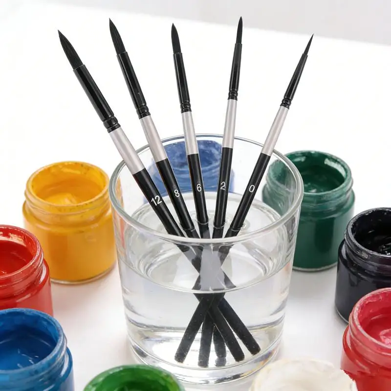 ? 7Pcs 다람쥐 헤어 브러쉬 세트 라운드 포인트 팁 초보자를 위한 구아슈 수채화 브러쉬 아티스트 페인팅 키트