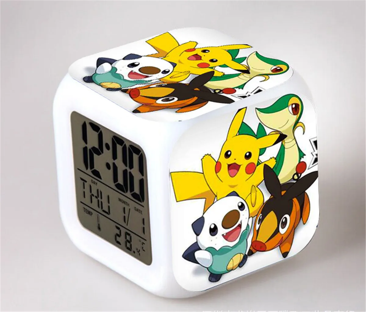 AnimePokemonAlarmClockNightLightColorfulLEDDigitalClockPikachuSquirtleAshKetchum