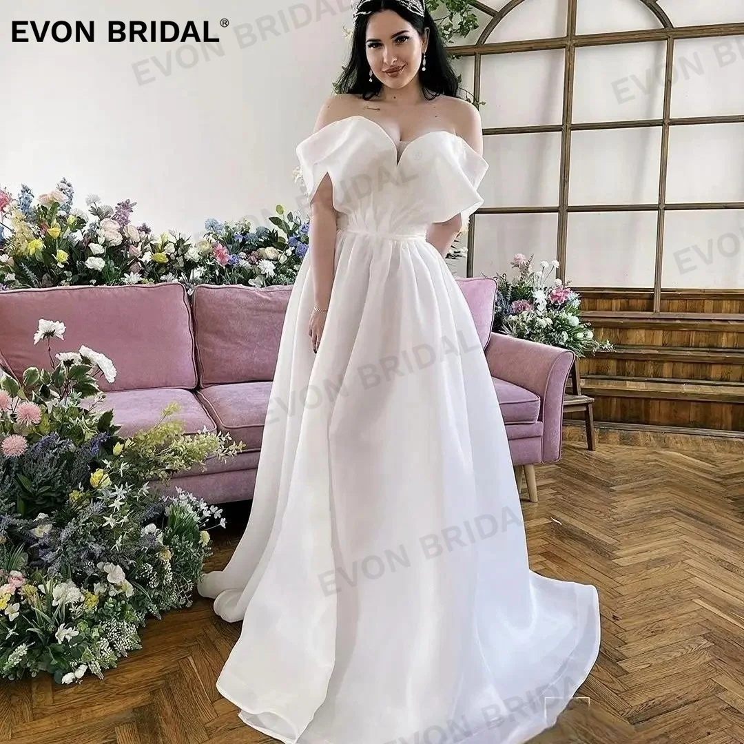 

Женское платье без бретелек EVON, ТРАПЕЦИЕВИДНОЕ свадебное платье с открытой спиной и разрезом, простое платье невесты, 2024