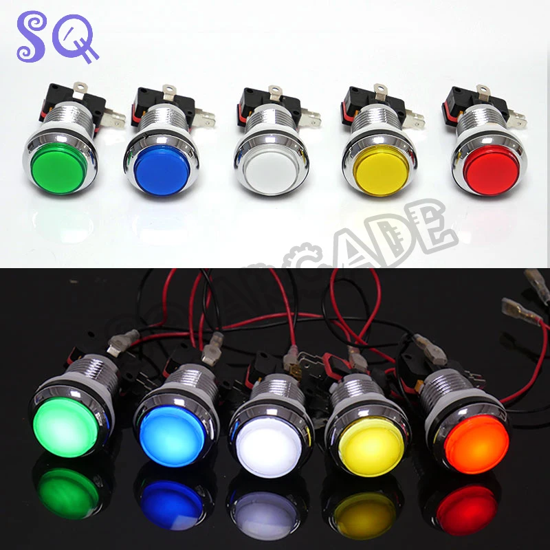 6Pcs Arcade Chrome Plating 5V/12V 30mm LED Illuminated Push Buttons With Micro Switch For Arcade Machine Games Mame Jamma Parts 433mhz 3 buttons car remote key with autostart push fo21 blade fit for ford mondeo remote start kit automotive accessories