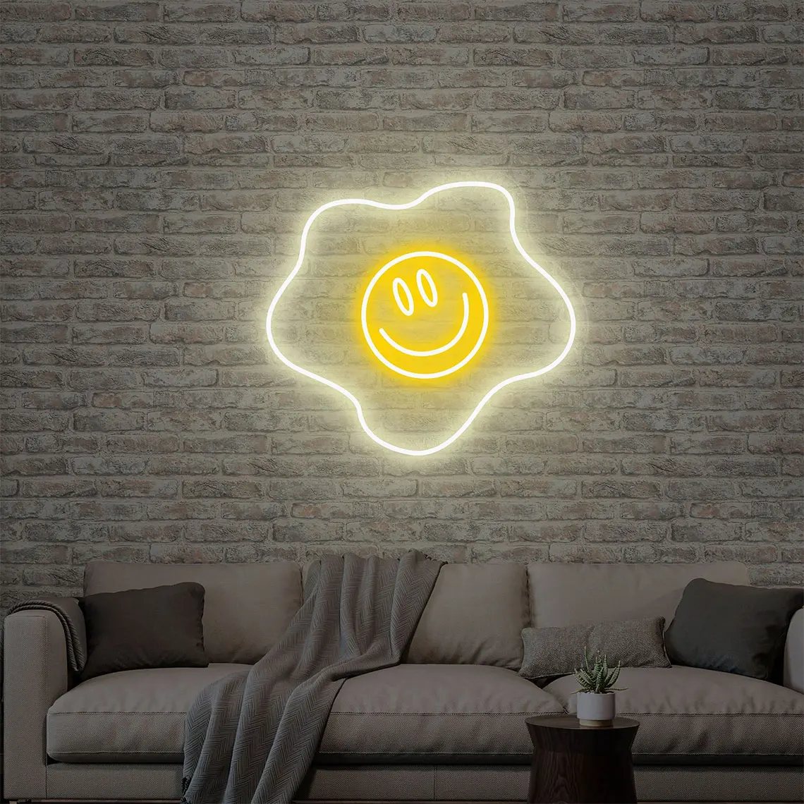 

Fried Egg Neon Sign Custom Smile LED Lights Wall Art Hanging Kitchen Living Room Dining Cute Wall Art Light Bedroom Night Lamp