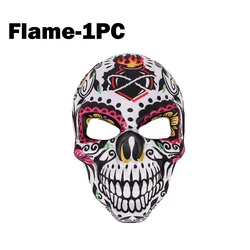 Spooky Day of the Dead Sugar Skull Mask - Festive Cosplay Party Accessory for Halloween Celebrations (Flame - 1PC)