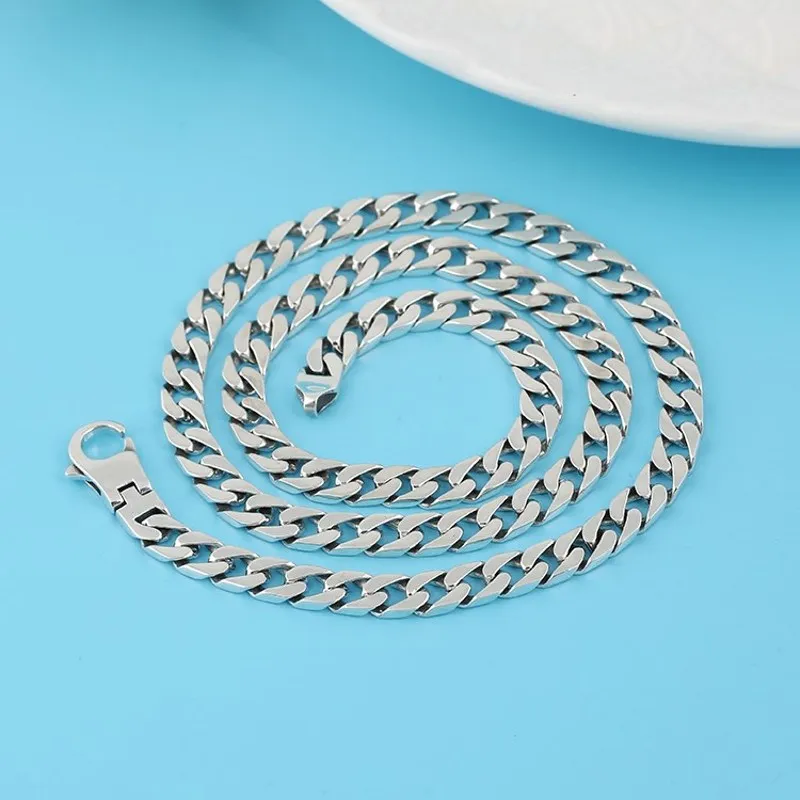 

Real Pure S925 Sterling Silver Chain 7mm Miami Cuban Curb Link Necklace 52g/ 55cm