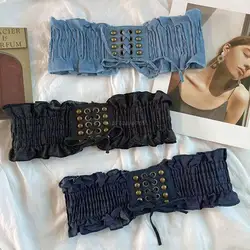 Elastic Corset Waist Belt Peplum Belt Lace Up Waistband Denim Elastic Belt Waist Cincher Belt Stretchy Belt For Dresses