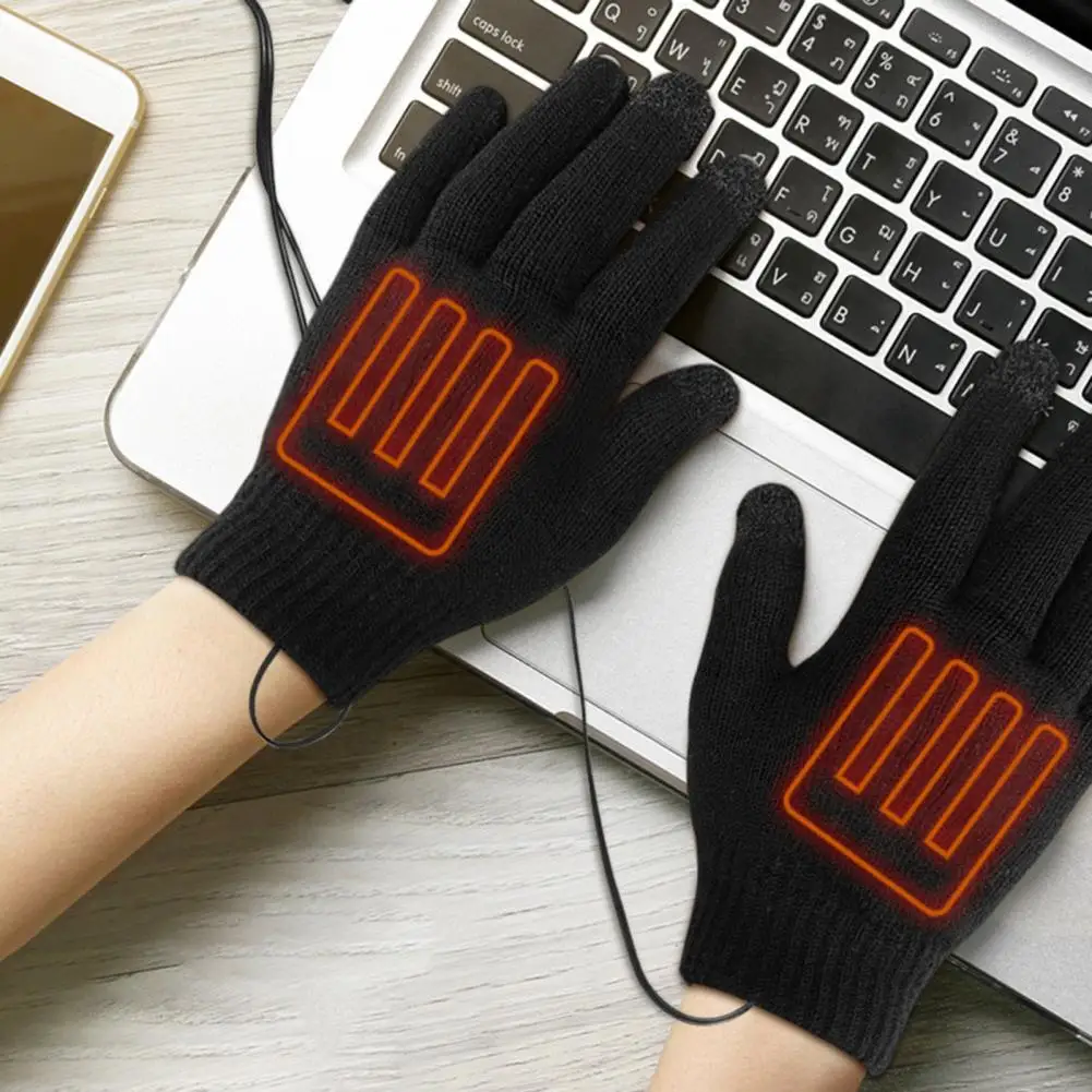Usb Rechargeable Hand Warmers Usb Gloves for Winter Touchscreen Knitting Mitten Warmer Electric Heating Handwear for Students