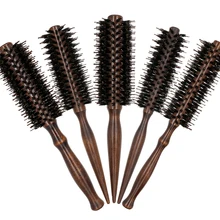 Straight Twill Boar Bristle Hair Round Brush Wood Handle Rolling Brush Hairdressing Styling Tool Hair Curly Comb Hair Brush
