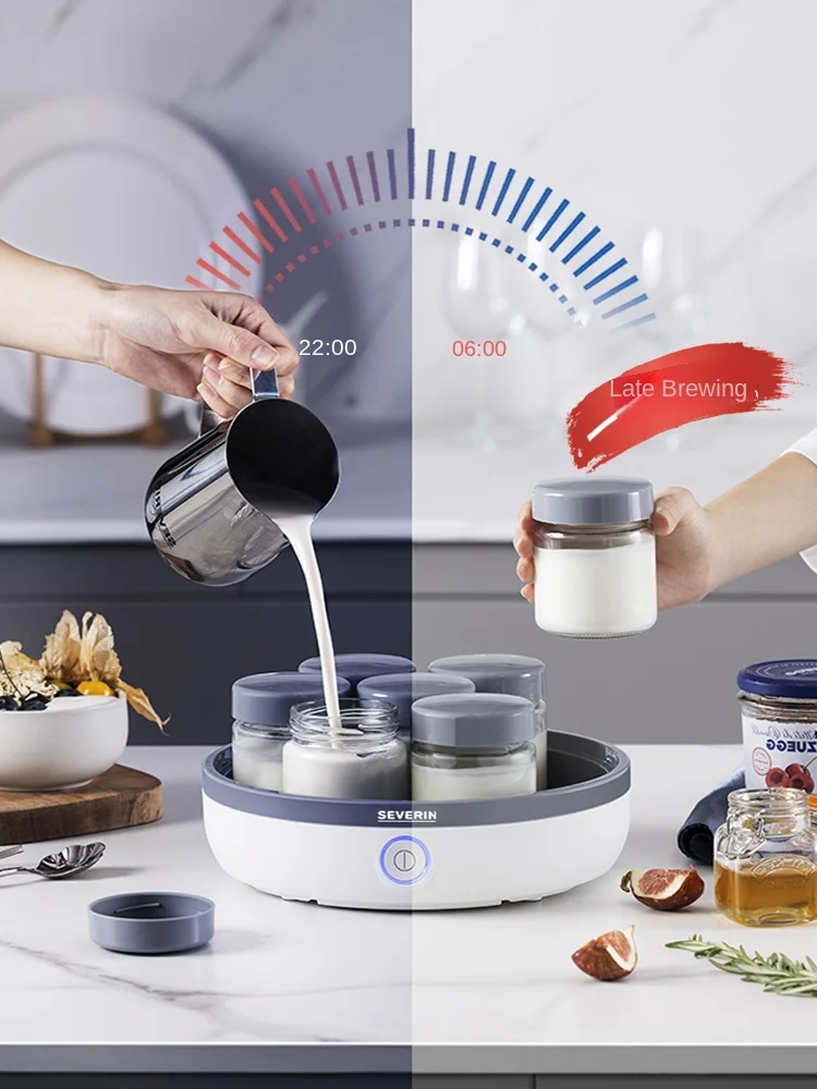 220V SEVERIN Yogurt Maker with Mini Natto Fermentation Machine and Cup Divider, Automatic