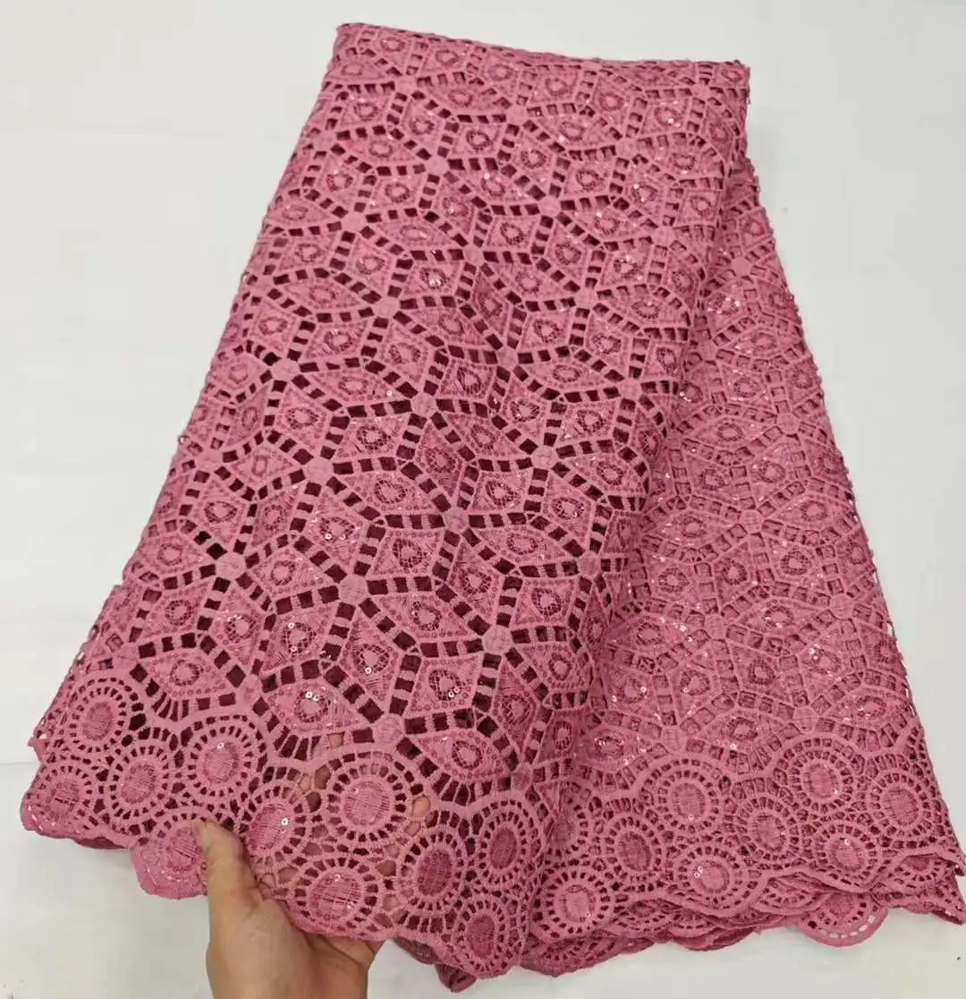 High Quality French Sewing Material African Guipure Lace Cord Fabric Nigeria Water Soluble Wedding Bridal Women Dress