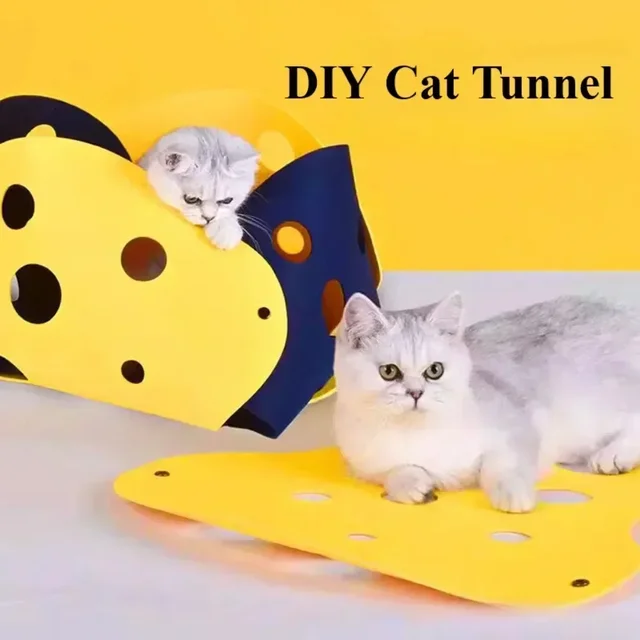 1PC Cat Tunnels Bed Foldable Pet Tunnel Tube Bed with Holes DIY Cats Play Mat Cat Activity Rug Toy for Interactive 4