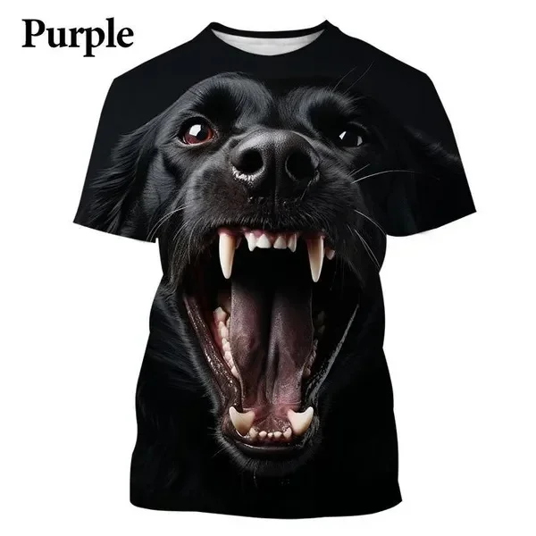 Camiseta con estampado 3D de perro, estilo urbano, manga corta, cuello redondo, ideal para hombre. Diseño moderno y elegante.