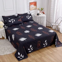 Tropical Monstera Leaves Flat Sheet with 2 Pillowcase Soft Comfortable Botanical Feather Print Bed Sheet Set (No Fitted Sheet) 2