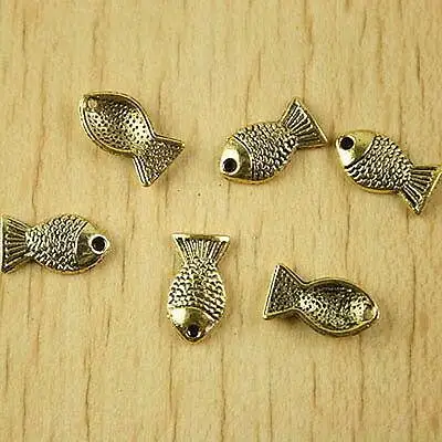 

40pcs 13.6x7.4mm dark gold-tone cyprinoid charms h2060