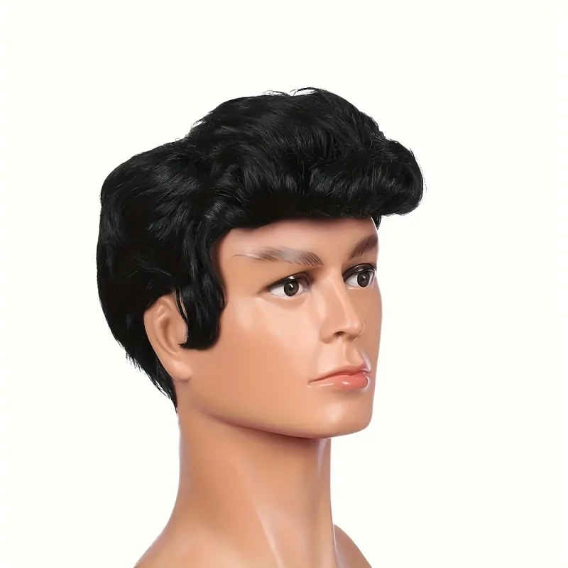 Men'S Fashionable Black Wavy Disco Wig - Cat King Synthetic Wigs for 70'S 50'S Rock Star Cosplay wig Perfect for Parties 3
