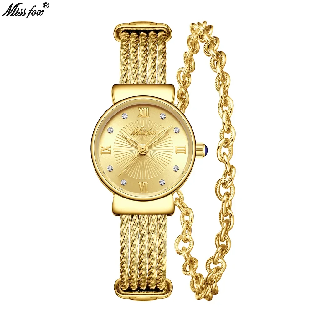 

Ladies Quartz Watches Gold Open Bracelet Small Wrist Women Watch Fashion Elegant Wristwatches W/ Diamonds Clock Relojes Mujer