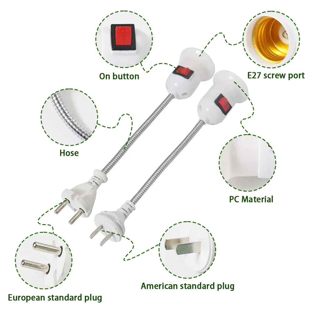 1PC E27 Flexible Extension Converter LED Light Lamp Bulb Extend Adapter Socket Wall Socket Lamp Base Holder Screw EU Plug lamp holder lamp bulb holder socket converter lamp base lamp socket adapter lamp socket extender