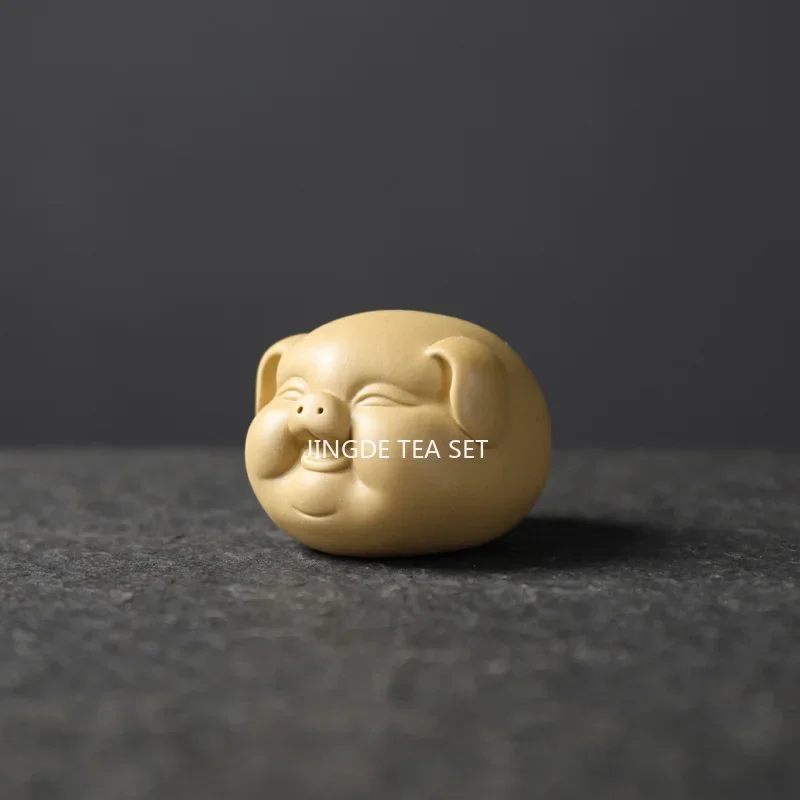 1Pcs Tea Pet Purple Clay Lovely Pig Ornament Small Tea Pets Tea Table Lucky Decoration Accessories