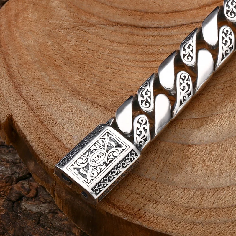 BOCAI S925 Sterling Silver Bracelets for Men New Fashion