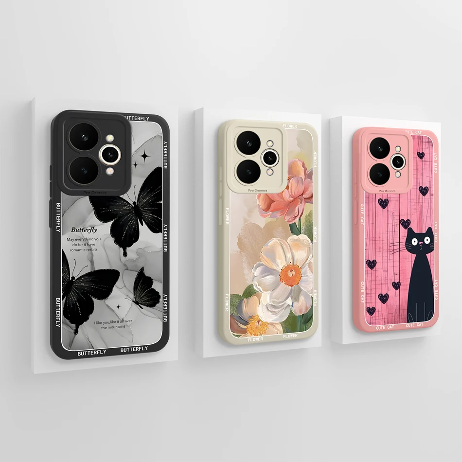 Pretty Flowers Pattern Soft Liquid Silicone Shockproof Phone Case - Full Coverage Bumper