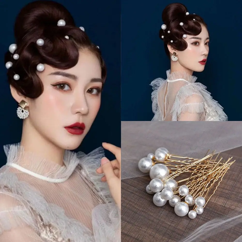 Tools Haippins Hairstyle Headdress Pearl Disk Hair Hairstyle Tools Bridal Tiara Pearl Hairpin Wedding Headwear U-shaped Hairpin