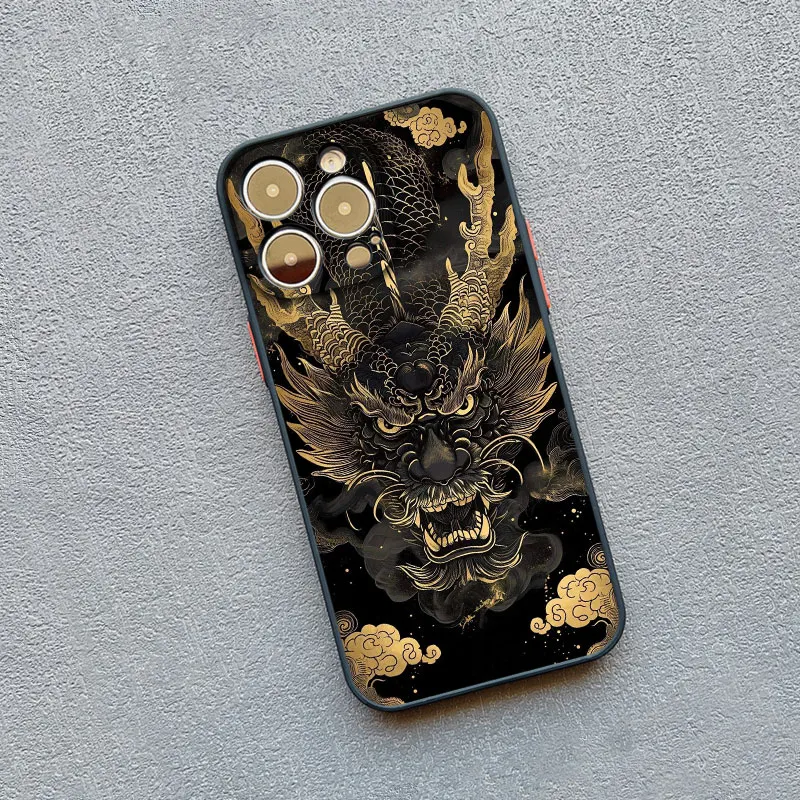 Goldene Chinesische Drachen-Handyhülle für iPhone 17 16 Pro Max 11 12 13 14 15 Pro Max Mini 16 14 X XR XS 15 14 Plus Stoßfeste Schutzhülle – Detail 4