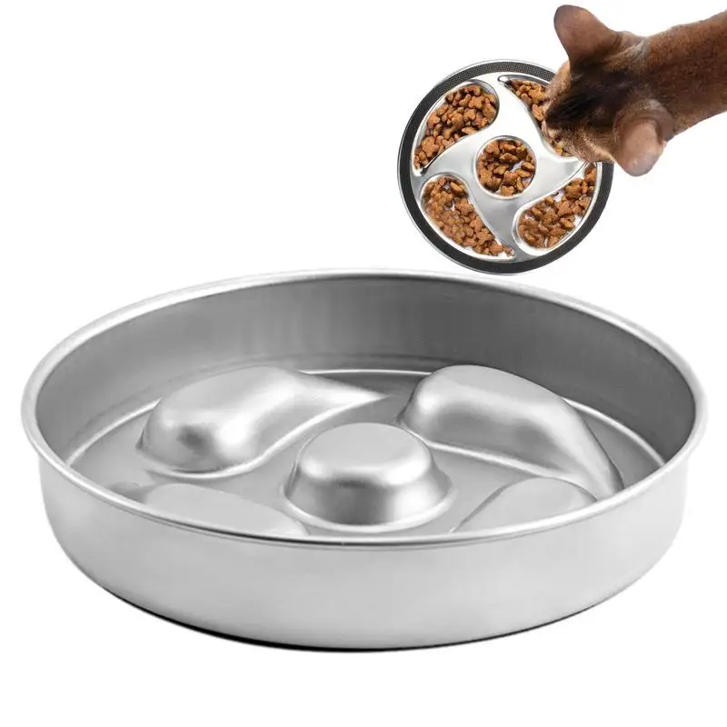 

Dog Bowls Stainless Steel Slow Feeder Double-Sided Bowl For Pet Feeding Hydration dog Metal Water Bowl With Non-Slip Base