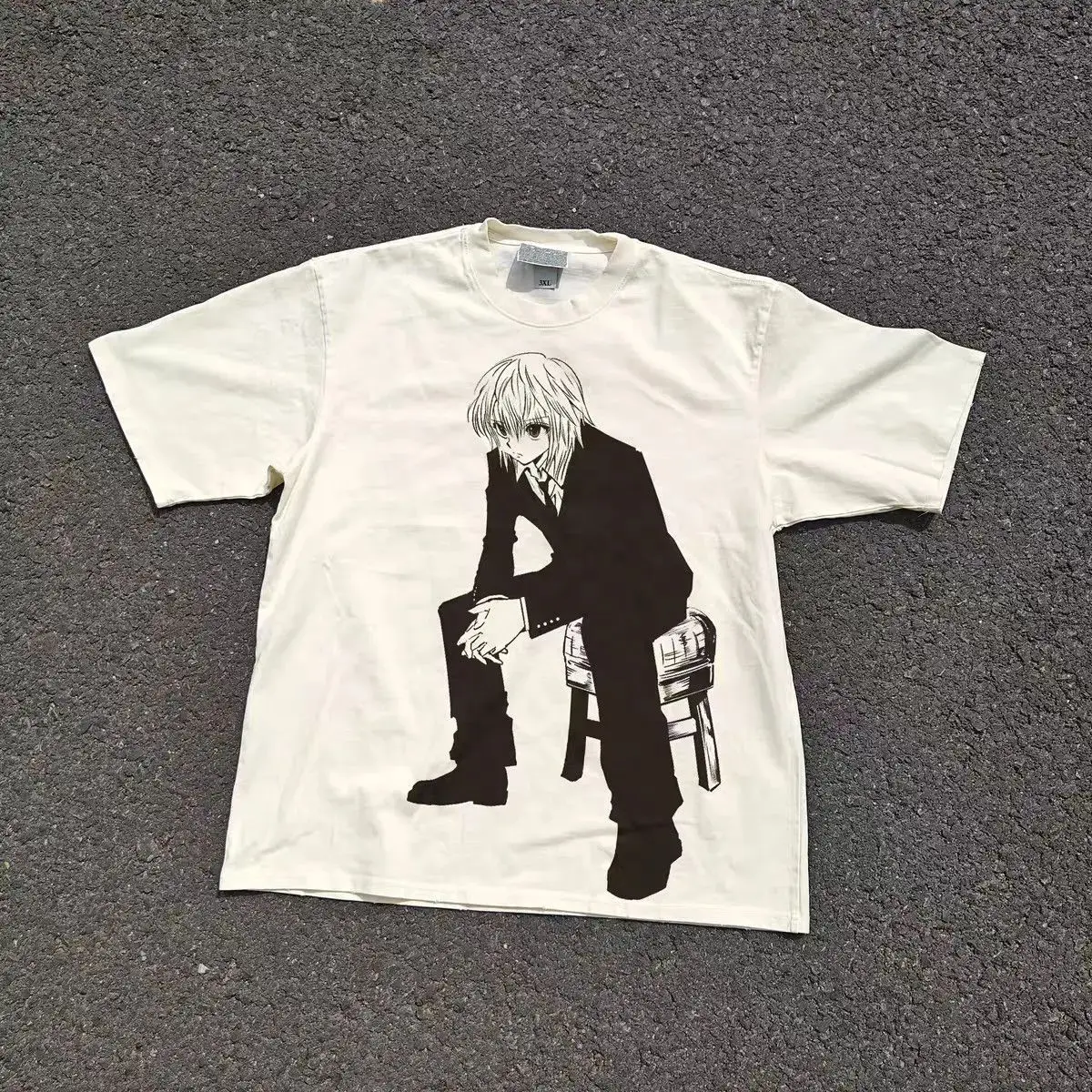 High Street Top Fulltime Hunter Kurapika Großes bedrucktes Baumwoll-Kurzarm-T-Shirt Herren- und Damen-Basisshirt Tops T-Shirt Unisex