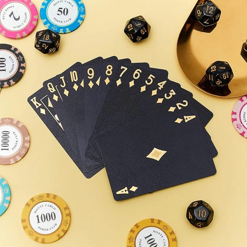 Black Gold Playing Cards Waterproof Poker Suit Magic Dmagic Package Board Game Gift Collection